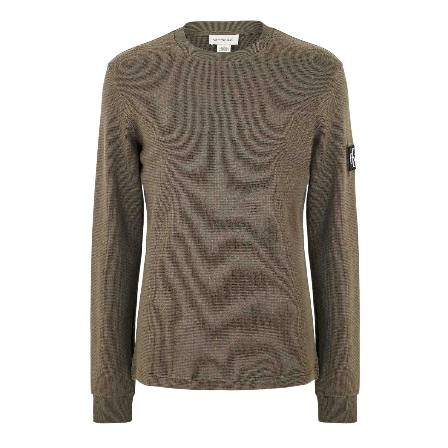 Calvin Klein Men's Waffle Long-Sleeved Top - Beluga - Xxl - Beluga - 100% Cotton