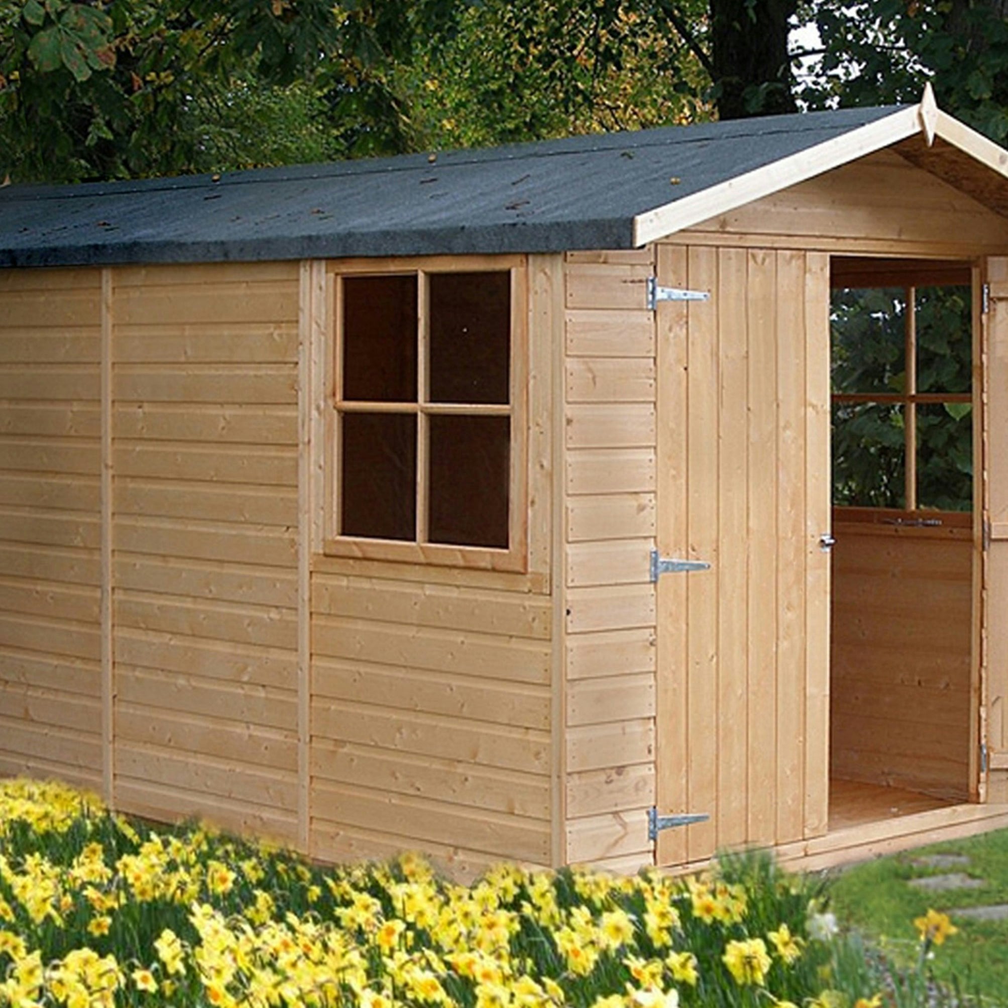 Shire Light/Green Jersey 7X13 12Mm Interlock Clad Wooden Shed