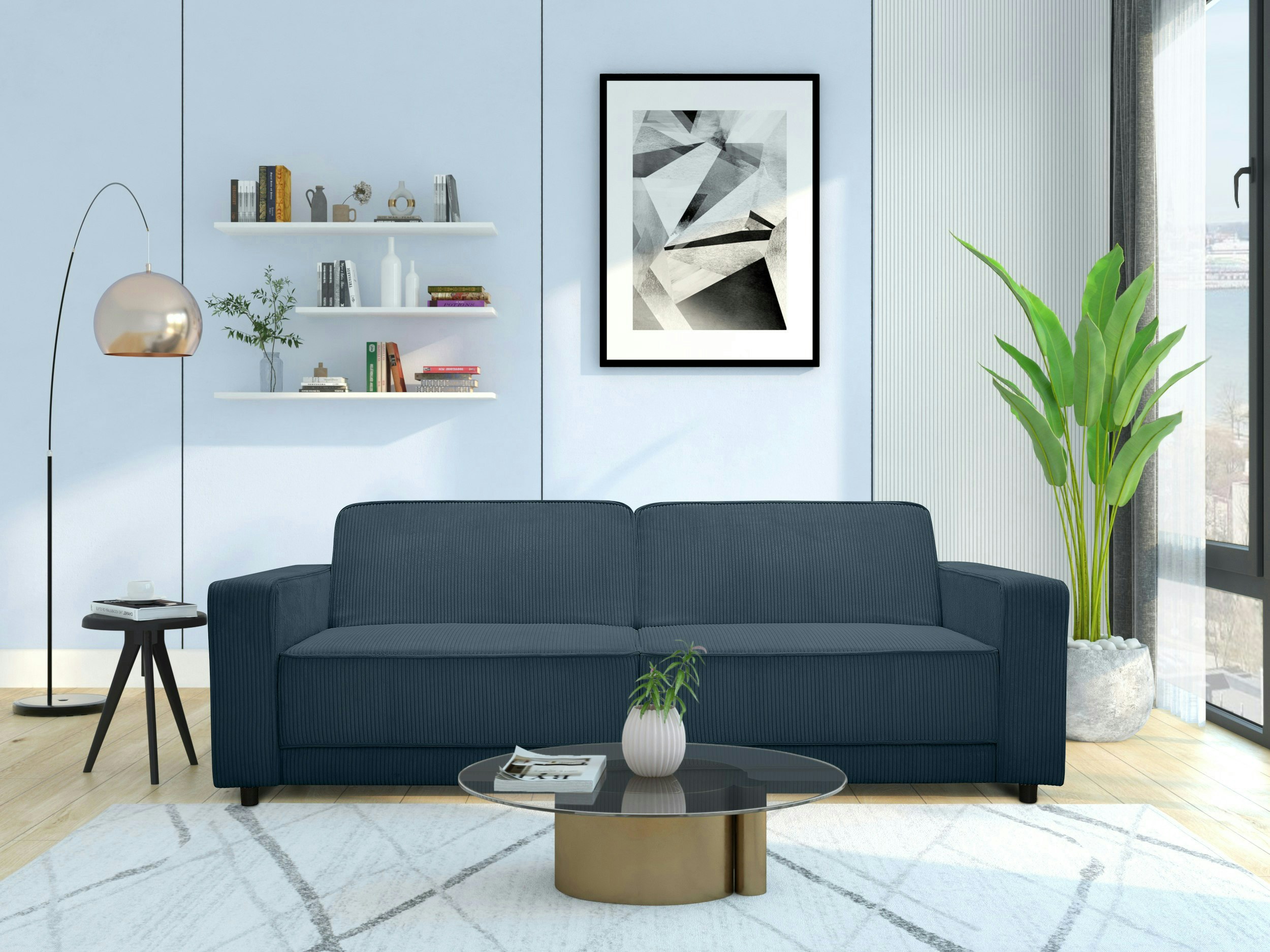 Rackhams Blue Allie 3 Seaters Sofabed Corduroy