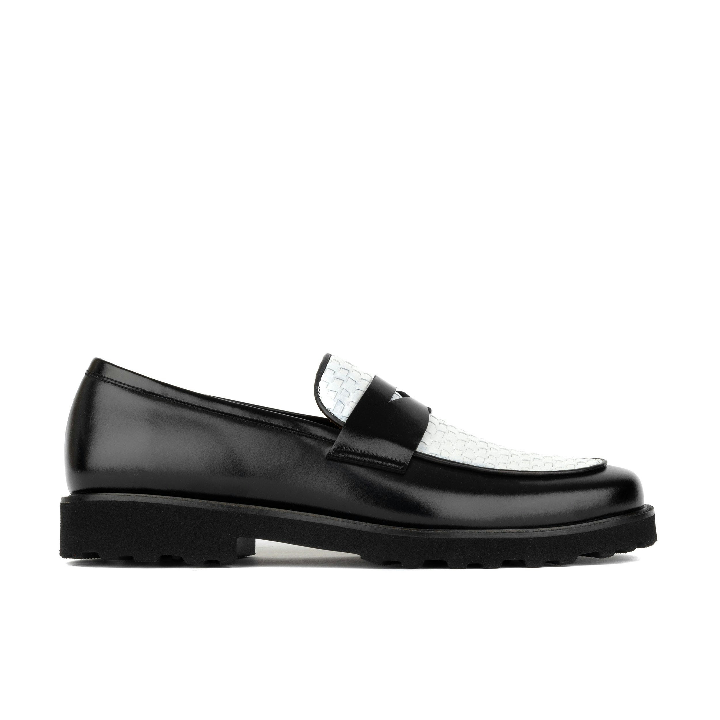 Embassy London Men's Black/White Sunkin - & - Leather Woven Slip-On Loafer - Uk 9 / Eu 43 / Us 10