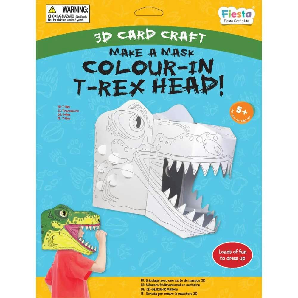 Fiesta Crafts T-Rex Colour-In 3D Mask Card Craft
