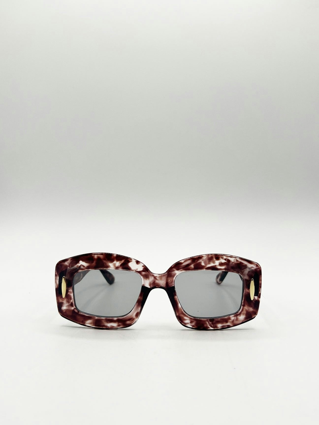 Svnx Brown Oversized Chunky Rectangle Sunglasses In Multi - One Size