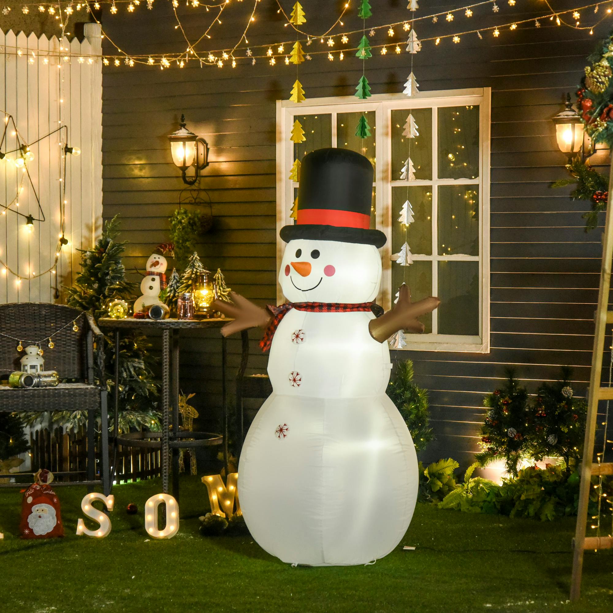 Homcom 6Ft Giant Inflatable Snowman Christmas Decoration Led Lights Accessories - Image 3