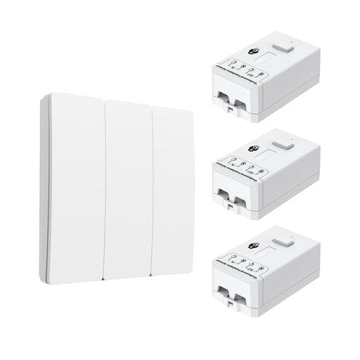 Ener-J White 3 Gang Wireless Kinetic Switch, +Non Dimmable + Wi-Fi 5A Rf Receiver