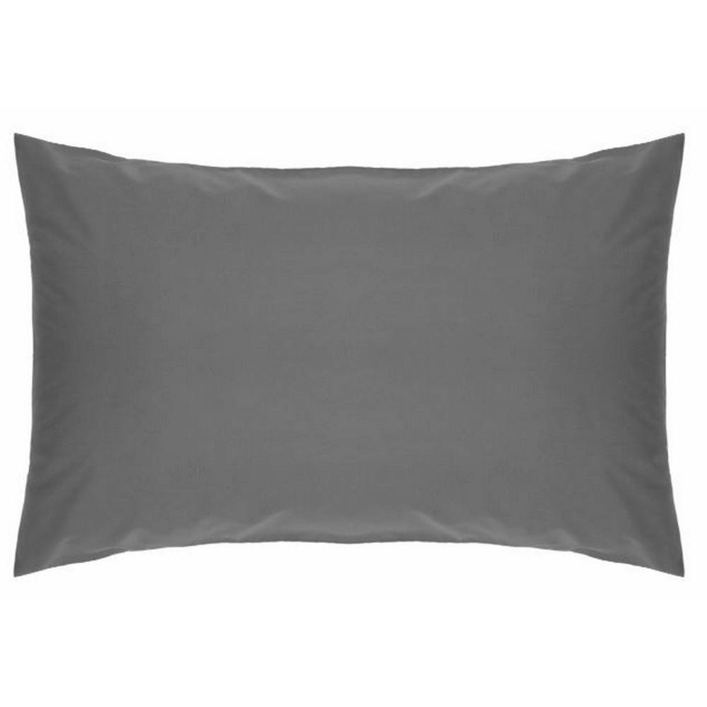 Belledorm Grey Easycare Percale Housewife Pillowcase - One Size - 50% Cotton/50% Polyester