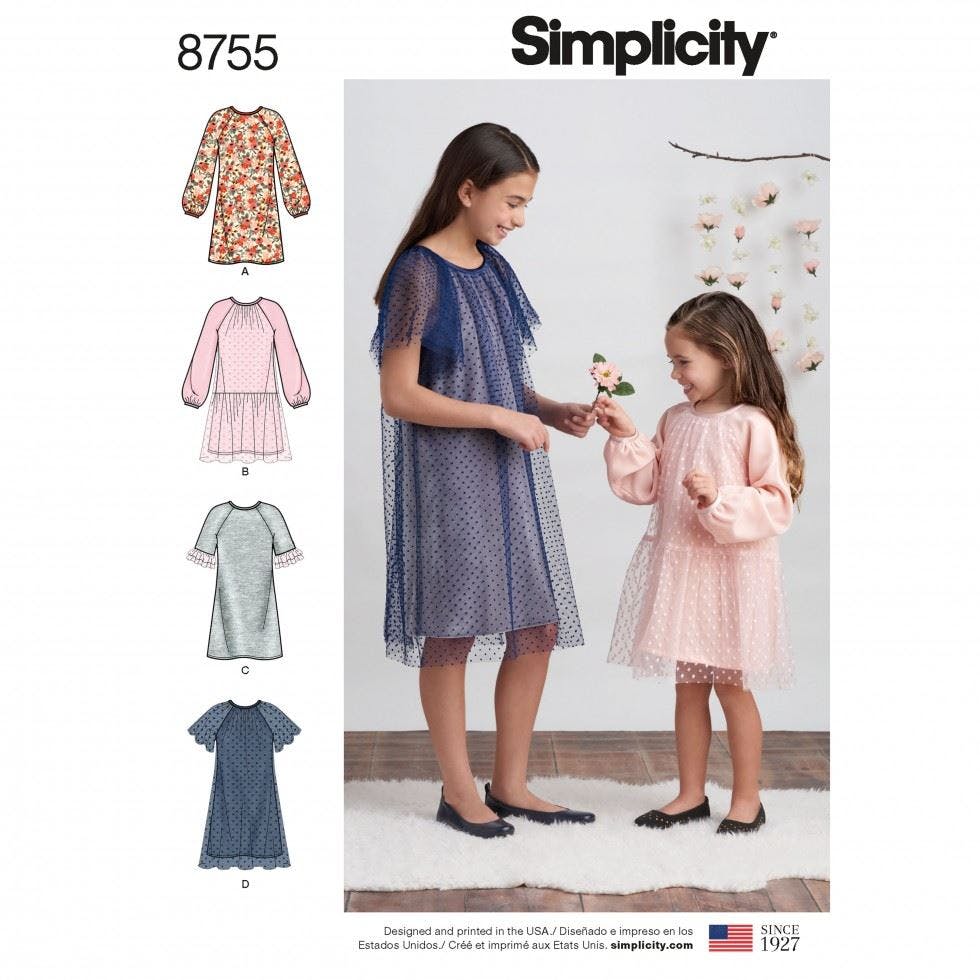 Simplicity Sewing Pattern 8755, Dresses For Kids, Teenagers, Hh (3-4-5-6) - Easy - Hh (3-4-5-6)