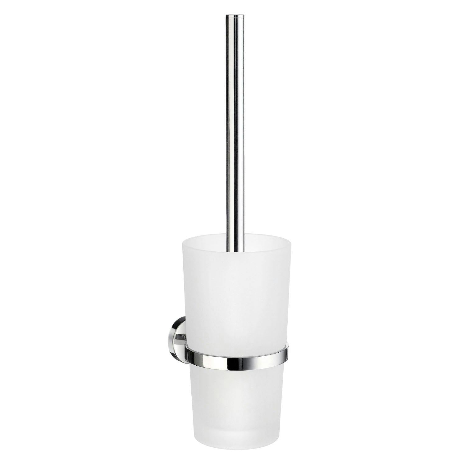 Smedbo Light Polished Chrome Toilet Brush And Frosted Glass Holder