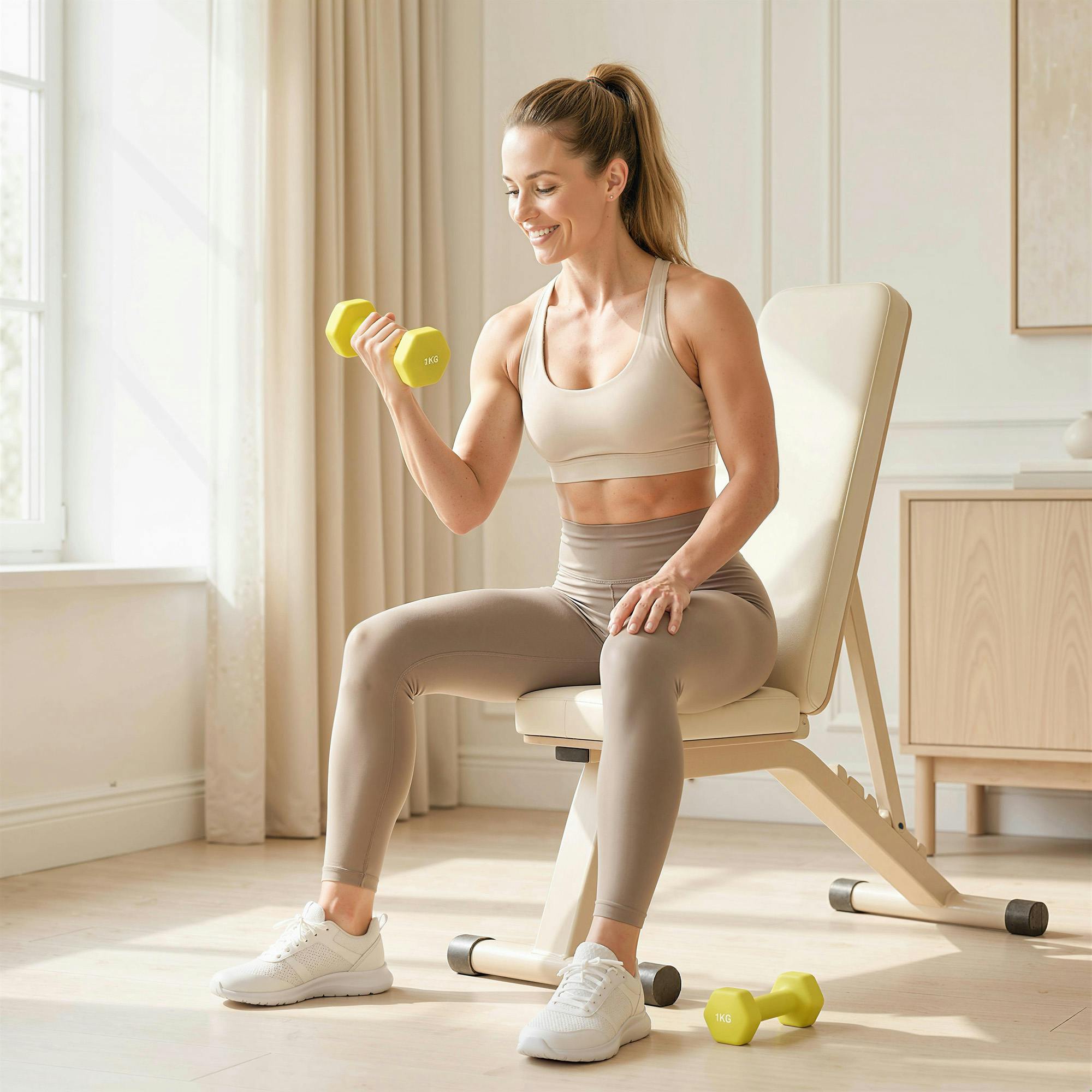 Hexagonal Dumbbells 1kg Set 2 Weights Pair X Yellow - Image 2