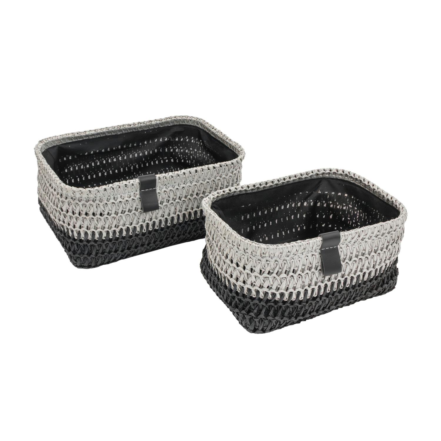 Rackhams Kenzi Rectangular Fabric Storage Baskets For Home Organisation, Set Of 2