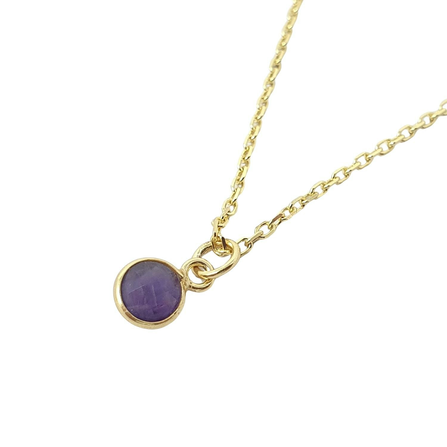 Harfi Gold Mini February Amethyst Birthstone Charm Plated Chain