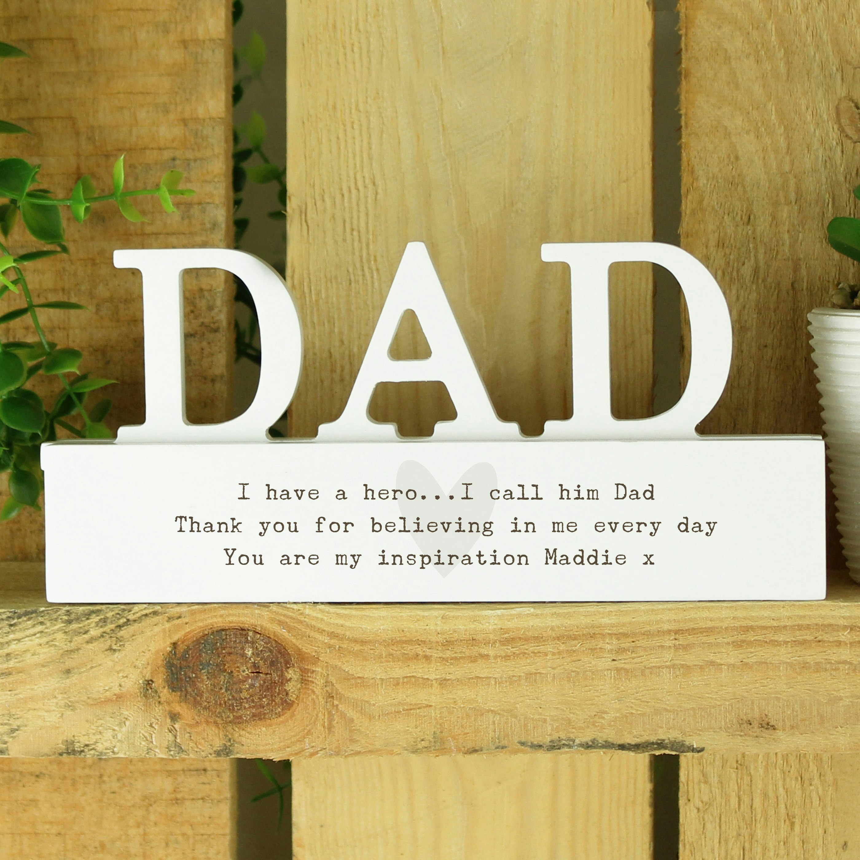 Rackhams Personalised Free Text Heart Wooden Dad Ornament