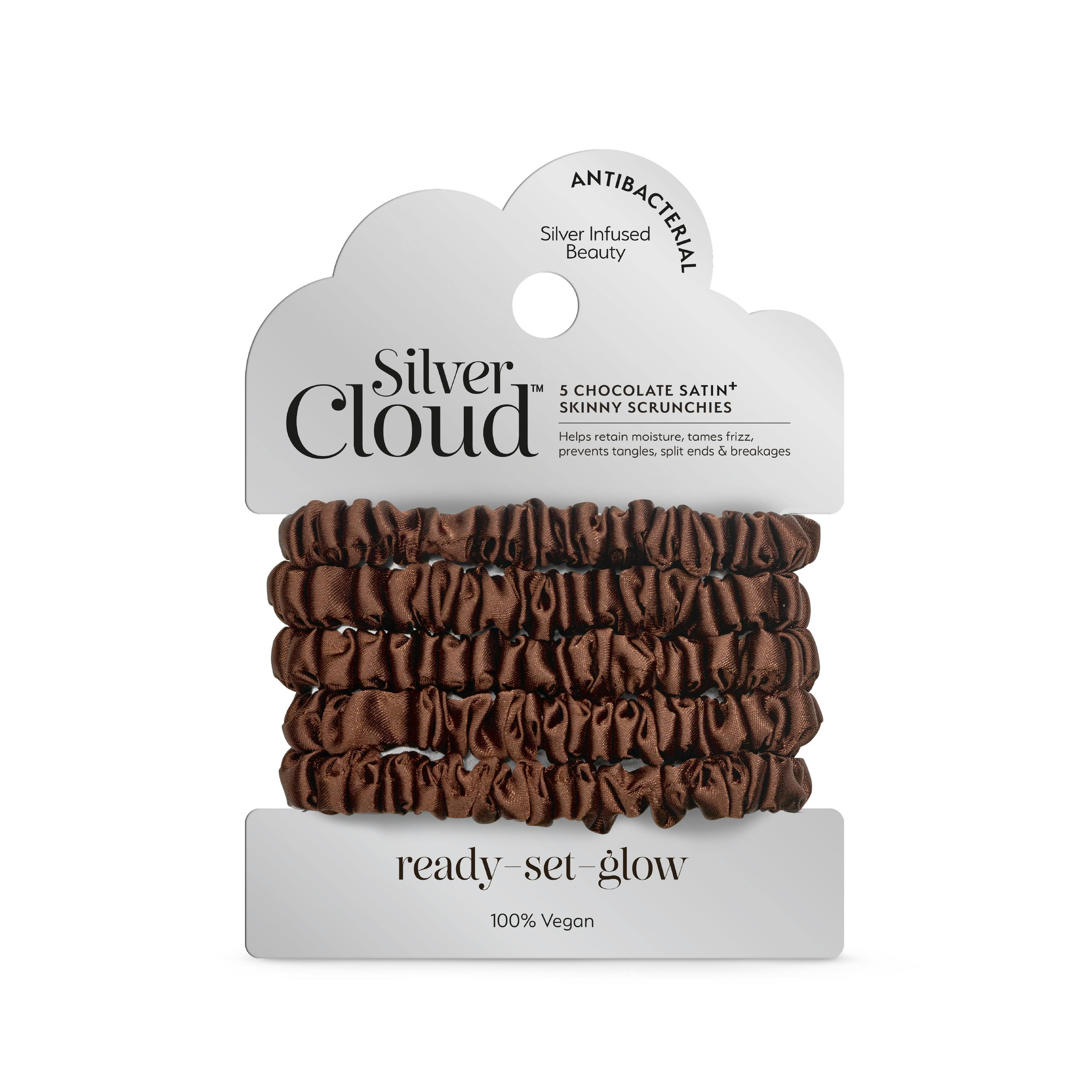 Silver Cloud Beauty Cloud Skinny Hair Scrunchie Chocolate 5 Pack