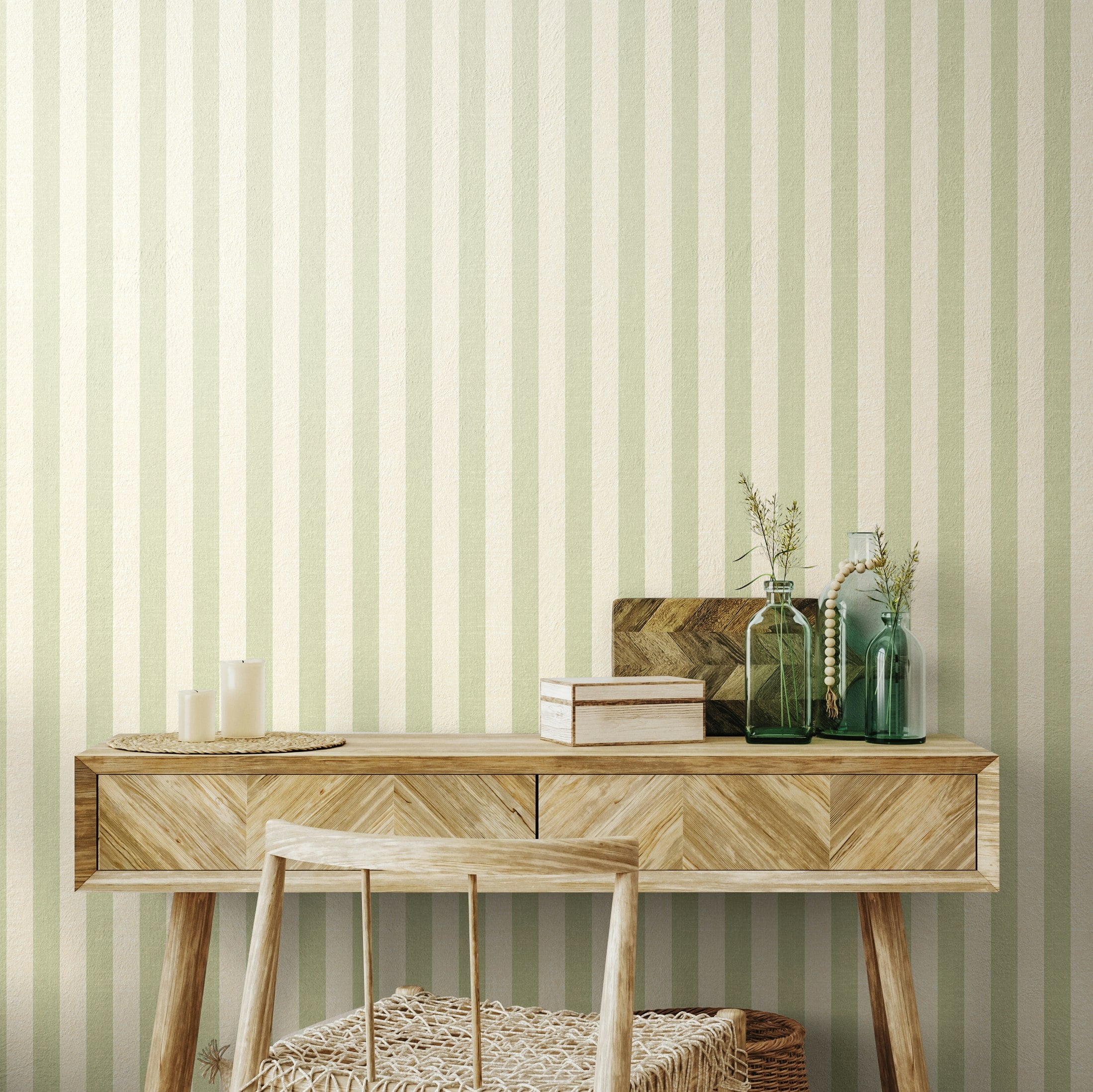 Rackhams Shadow Stripe - Linen 10M Wallpaper