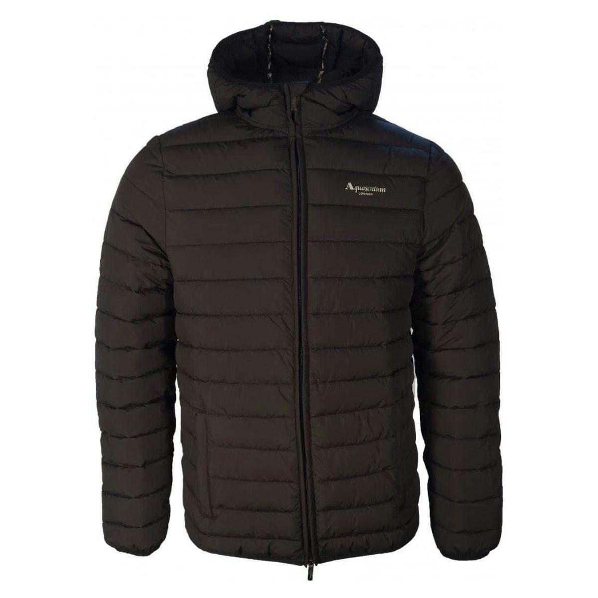Aquascutum Unisex Black Adult Active Hooded Padded Jacket - Xl - 100% Polyester