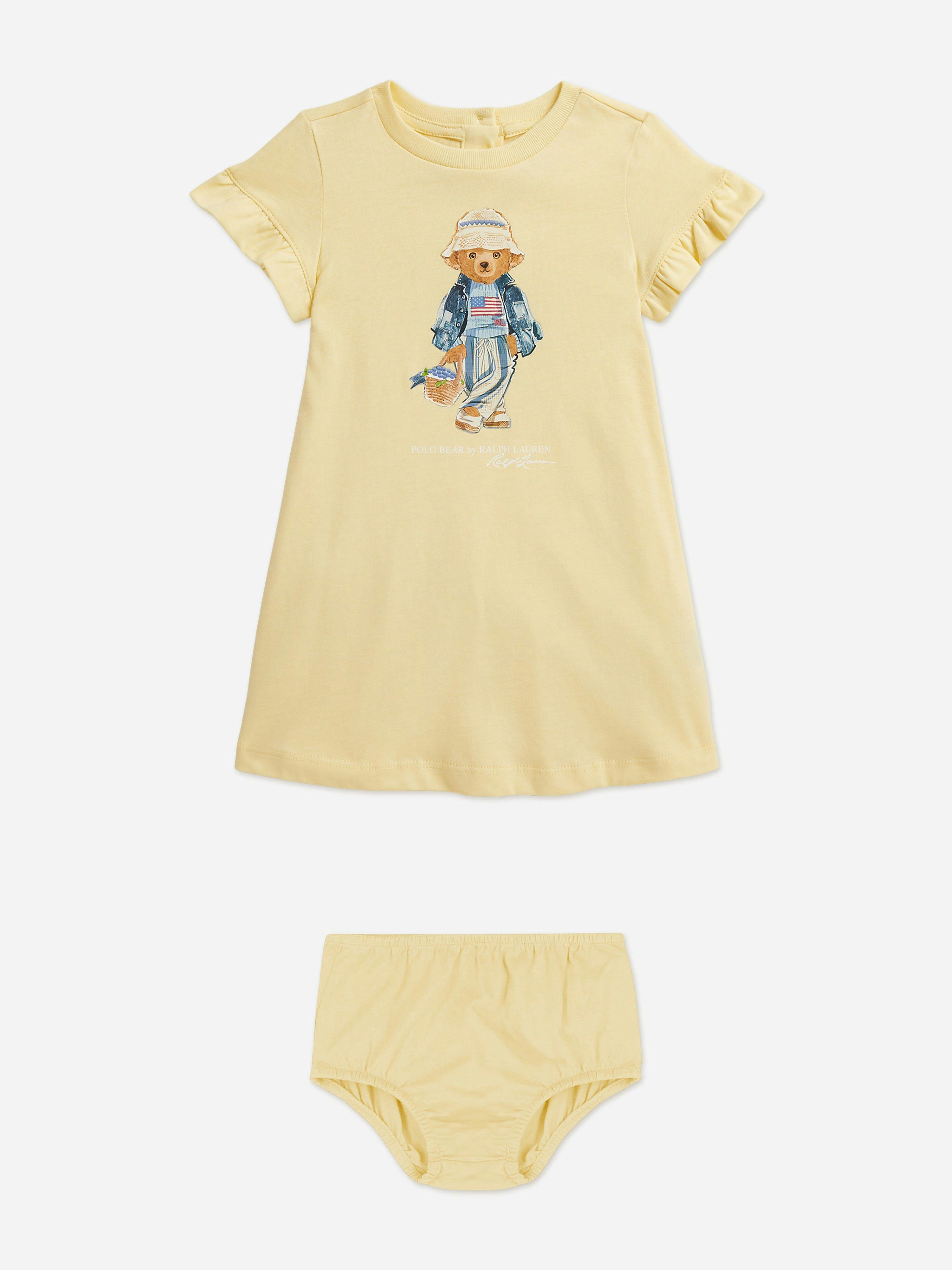 Ralph Lauren Kids Girls Yellow Ralph Lauren Baby Polo Bear Jersey Dress In - 24 Months