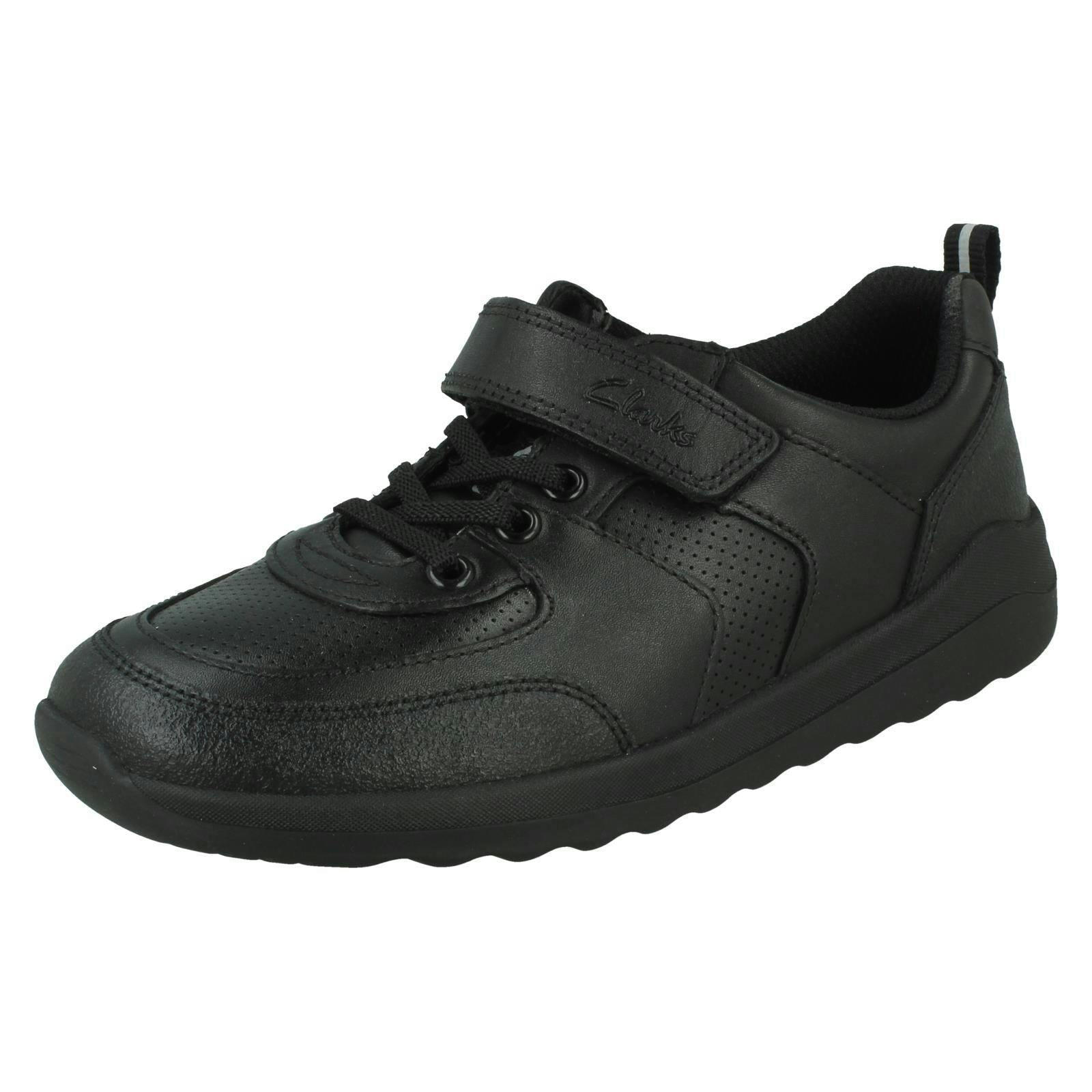 Clarks Boys Black Elasticated Lace School Shoes Daze Bright K - Leather - Uk 10 Child - F