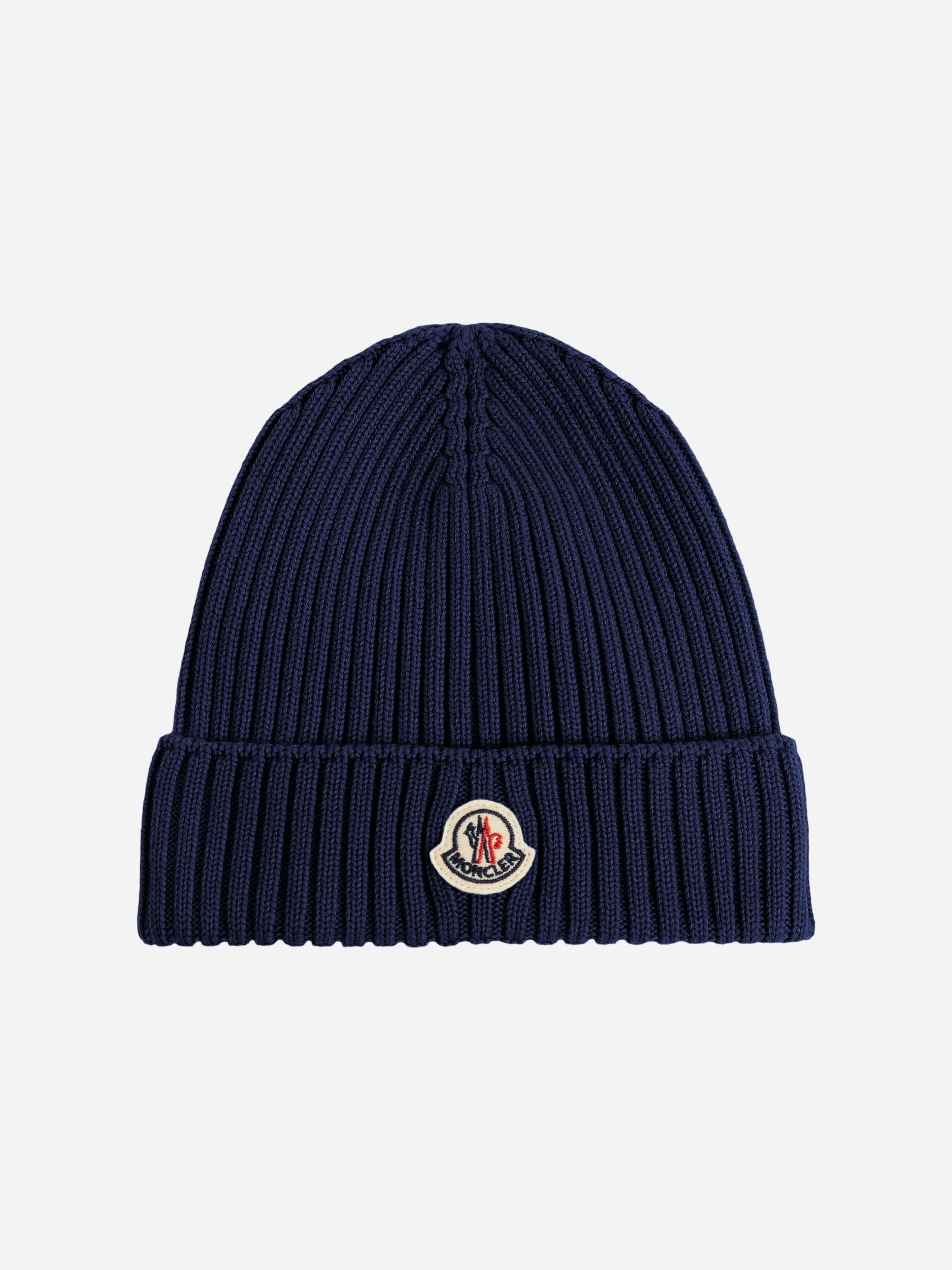 Moncler Enfant Boys Wool Knit Beanie Hat In Navy - Navy - 6 - 8 Yrs M (52-54 Cm)