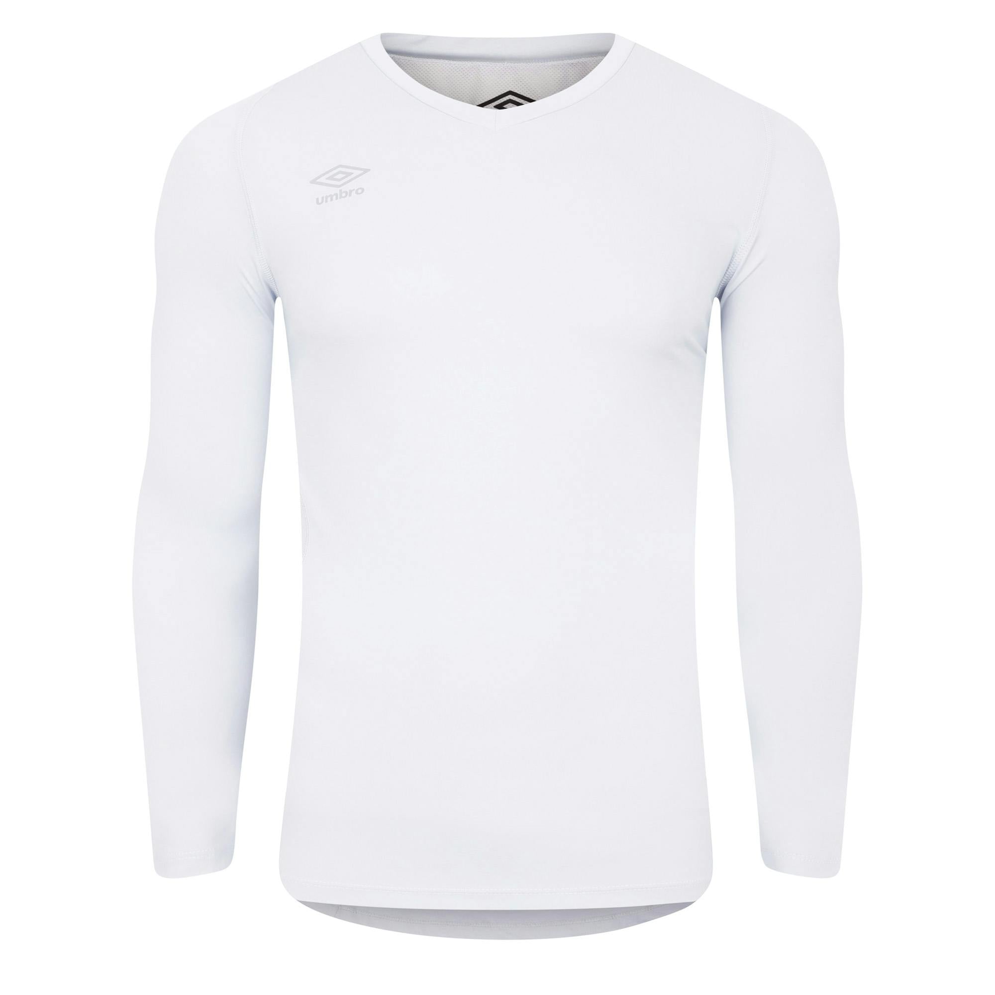 Umbro Men's White Elite V Neck Base Layer Top - Xxl - 97% Polyester/3% Elastane