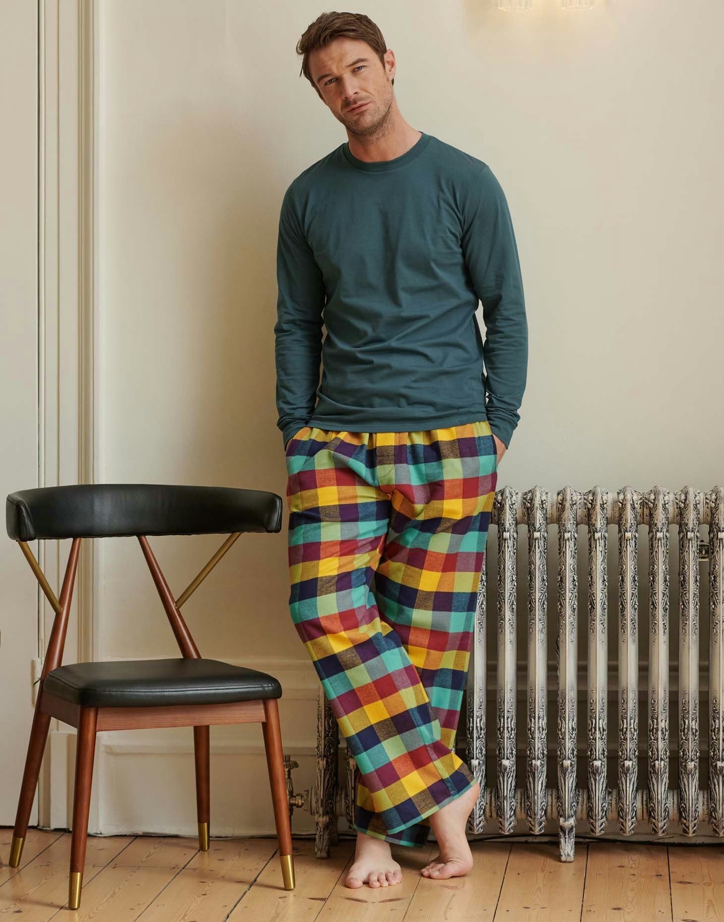 British Boxers Men's Brushed Cotton Pyjama Trousers – Edinburgh Check - Medium
