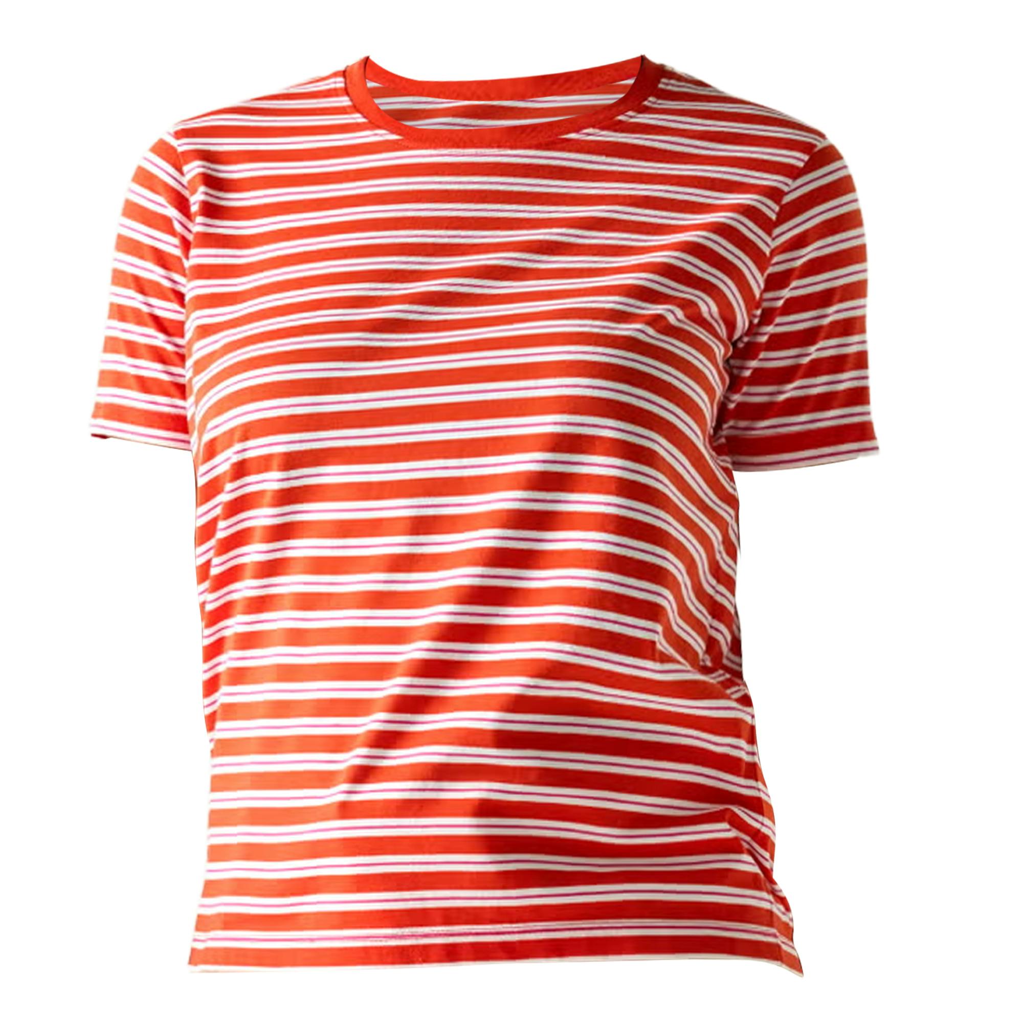 Regatta Women's Bayletta Striped T-Shirt - Tangerine Tango - 22 Uk - Tangerine Tango - 60% Bci Cotton/40% Polyester