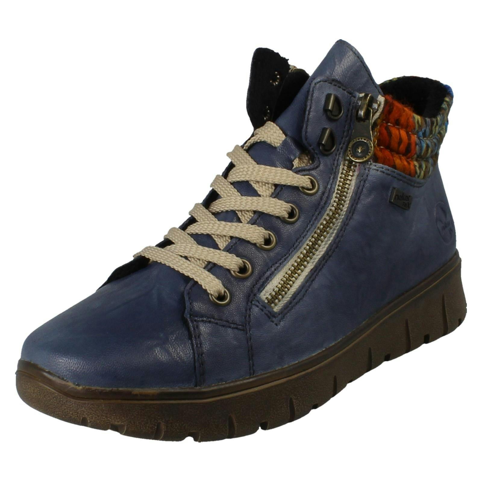 Rieker Women's Blue Wide Fit Ankle Boots N1305 - Uk 7.5