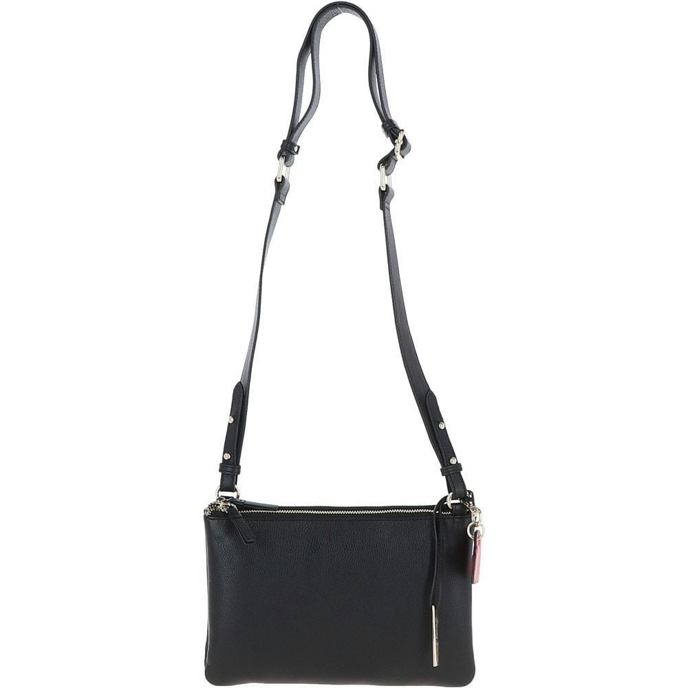 Ashwood Women's Black Two Sections Leather Shoulder Bag - One Size - Leather