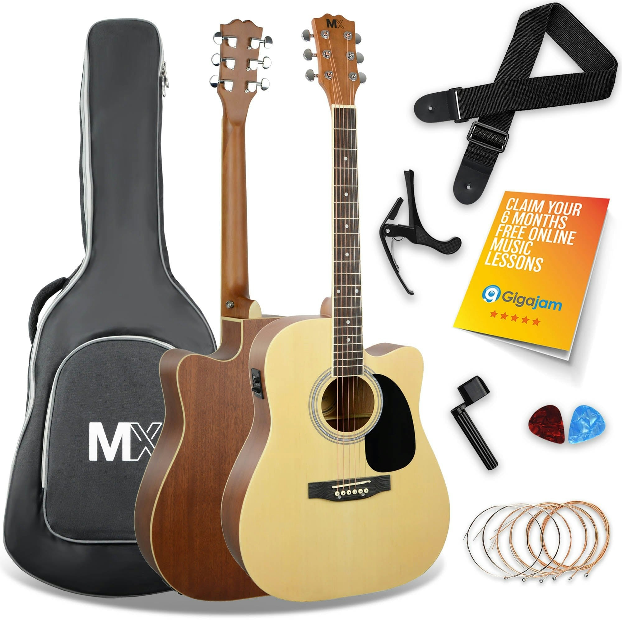 3Rd Avenue Black Mx By Cutaway Electro Acoustic Guitar Pack - Natural
