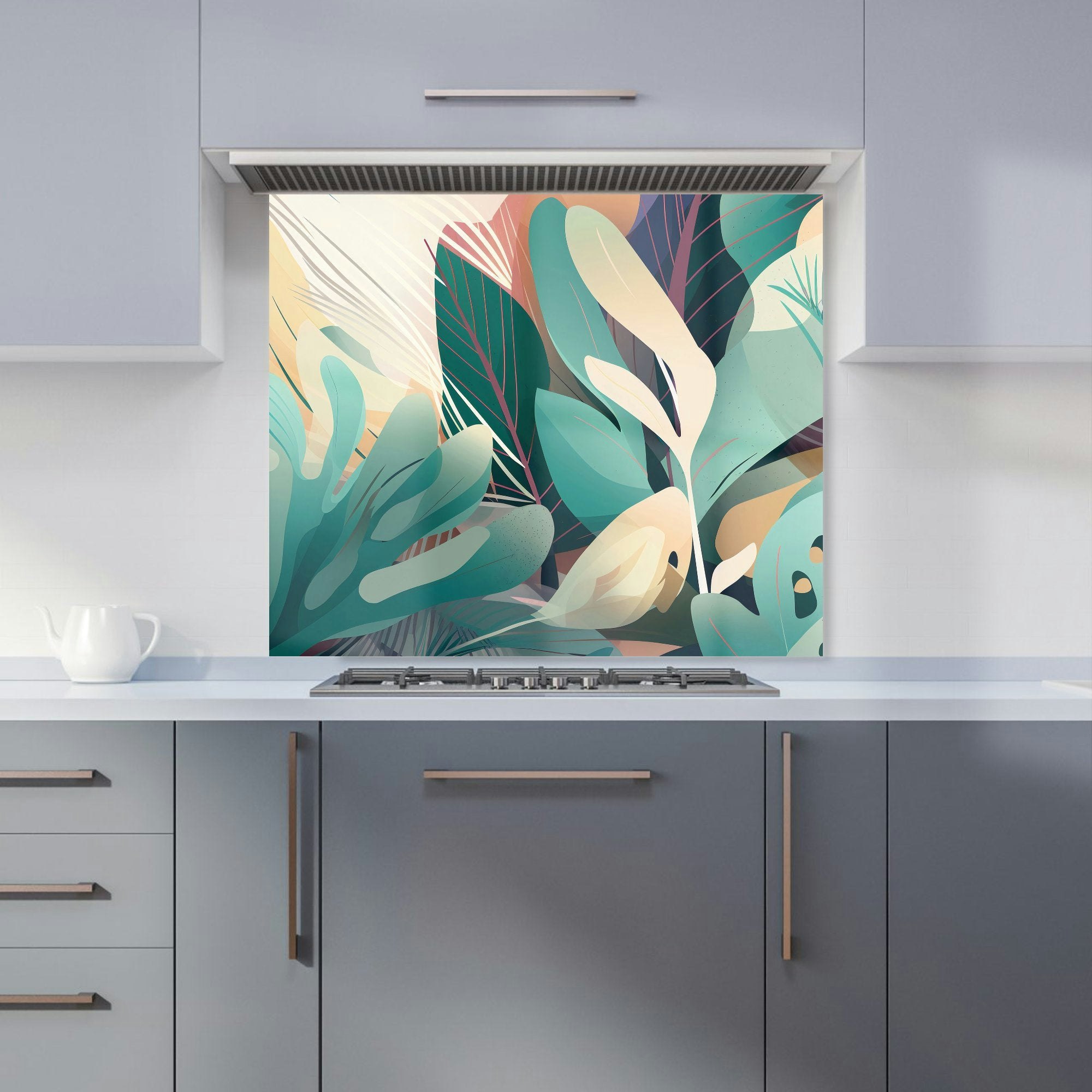 Warren Reed - Designer Abstract Tropical Leaves Kitchen Splashback - W900mm X H750mm