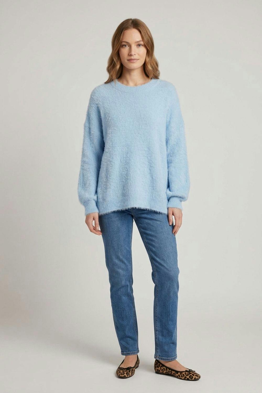 Izabel London Blue Soft Textured Long Sleeve Jumper - M/L