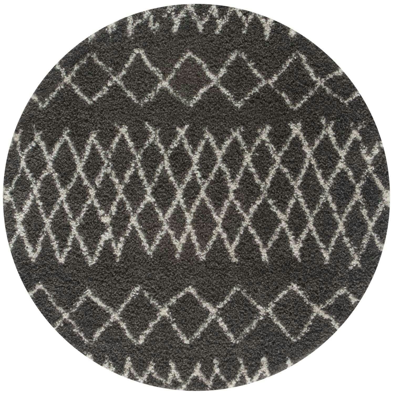 The Rugs Dark/Grey Moroccan Shaggy Rug | 940 - Ø 120 Cm
