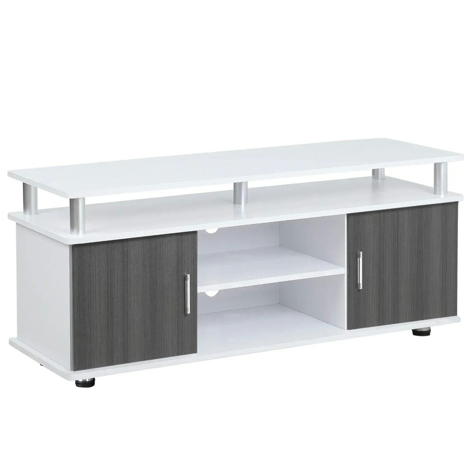 HOMCOM TV Cabinet Stand Entertainment Center Media Console Storage in White - Image 6