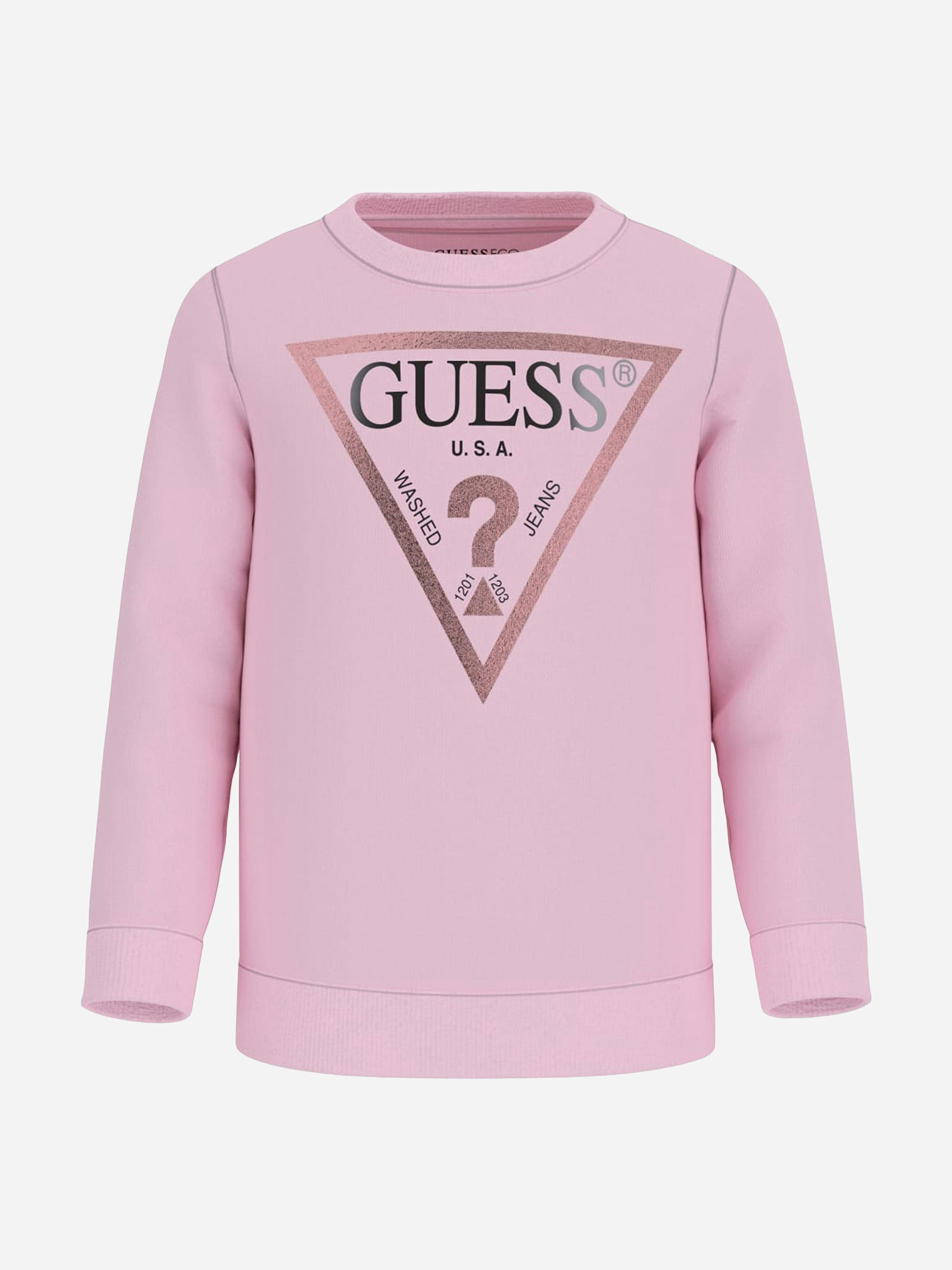 Guess Girls Pink Logo Sweatshirt In - 7 Yrs