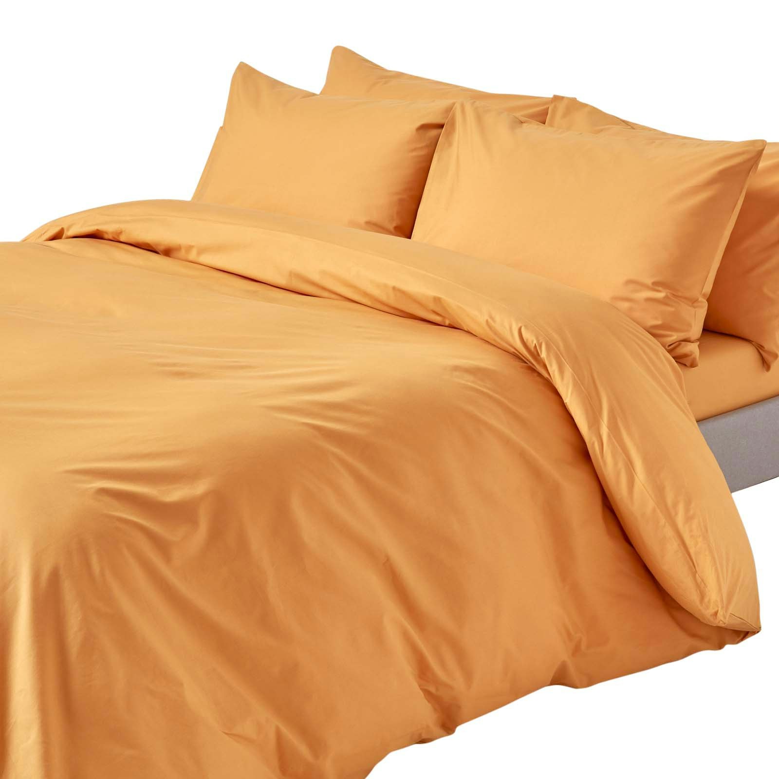 Rackhams Yellow Crisp & Cool 200 Tc Egyptian Cotton Percale Duvet Cover Set - Double - Mustard