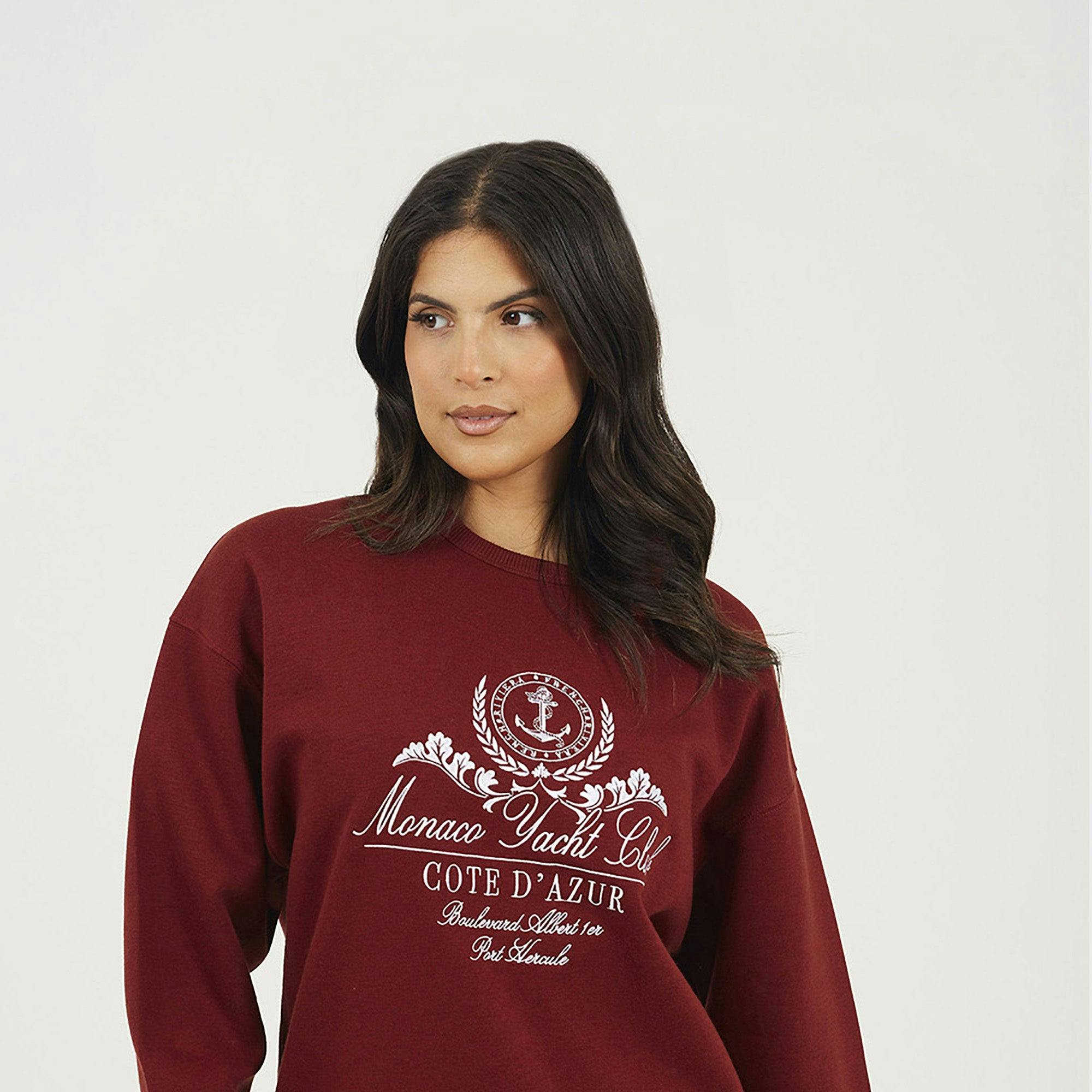 Brave Soul Burgundy Crew Neck Embroidered Sweatshirt - Xs