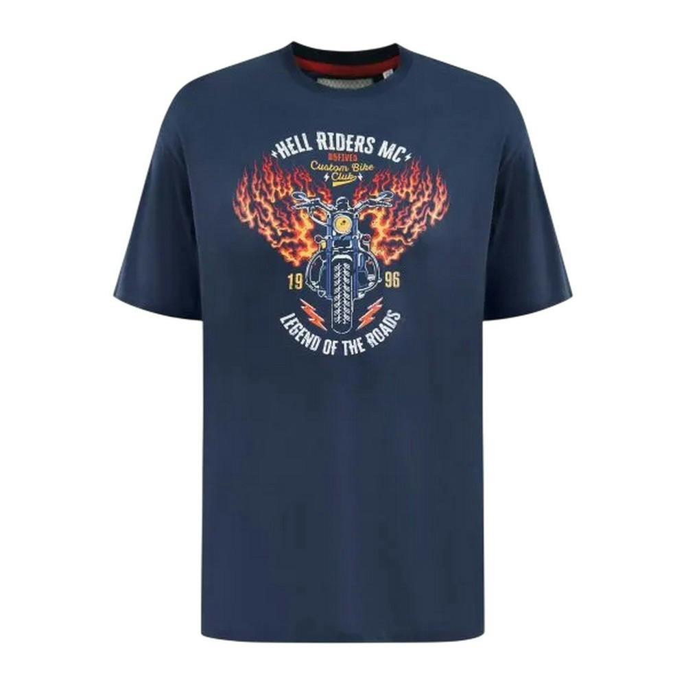 Duke Men's Hockney D555 Motorbike With Flame Wings Kingsize T-Shirt - French Navy - 3XL - French Navy - 100% Mixed
