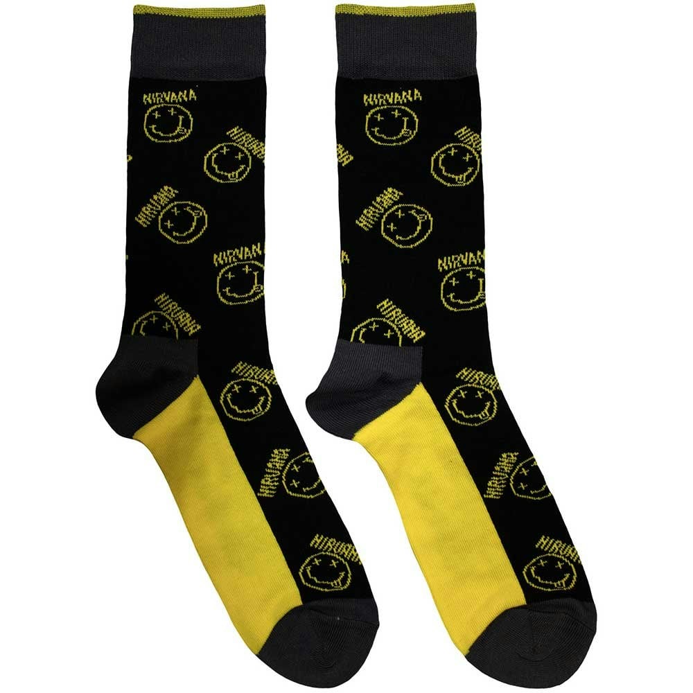 Paradiso Clothing Unisex Yellow Nirvana Grunge Smile Pattern Ankle Socks