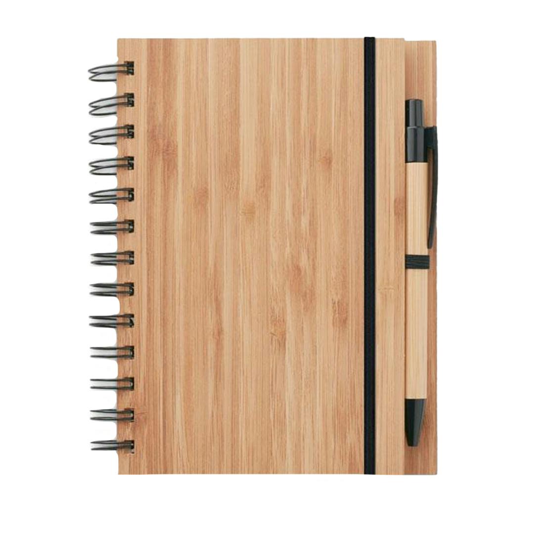 Midocean Bambloc Bamboo Notebook & Pen - Wood - 13Cm X 13Cm X 1.3Cm - Wood