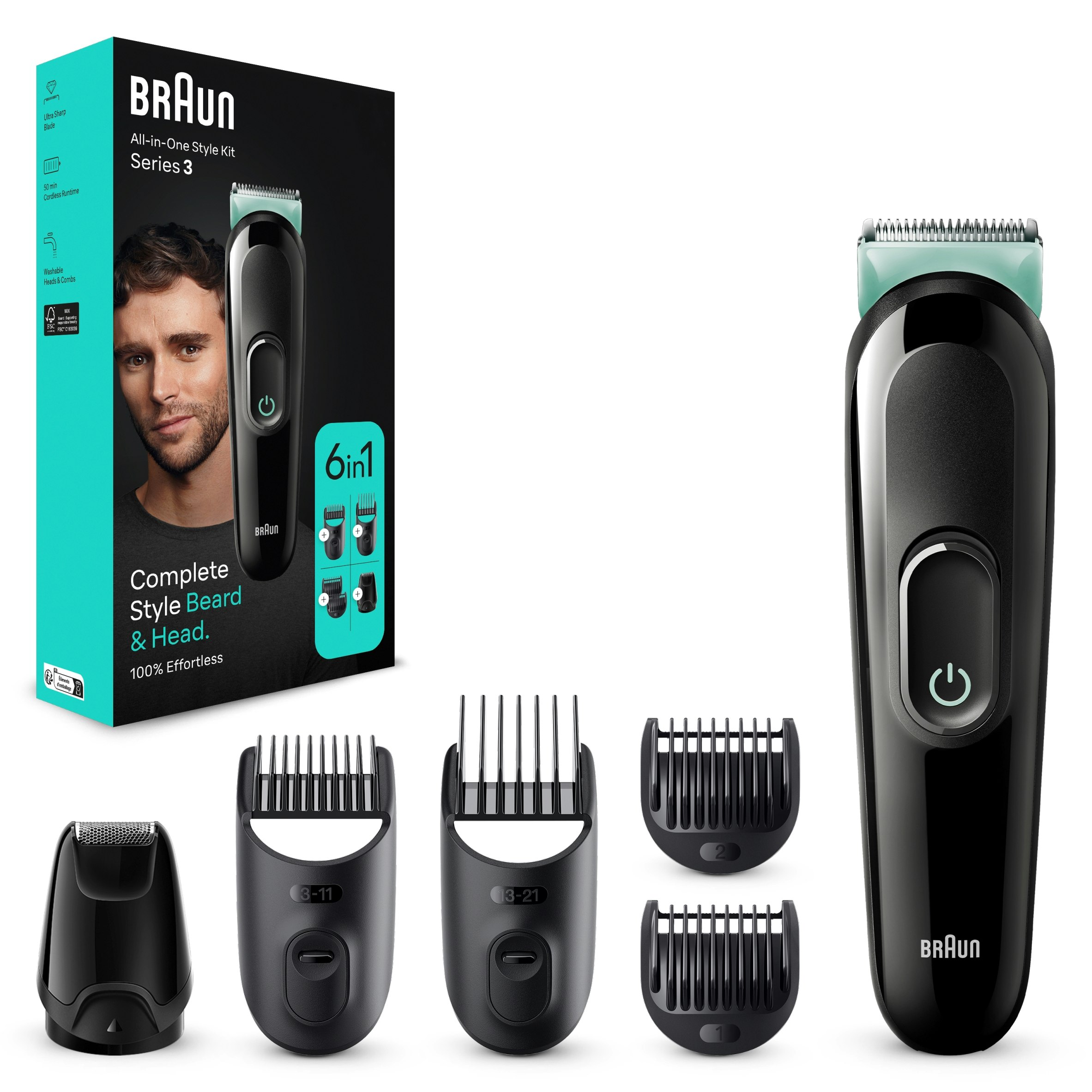 Braun All-In-One Style Kit Series 3 Mgk3411, 6-In1 Kit For Beard, Hair & More