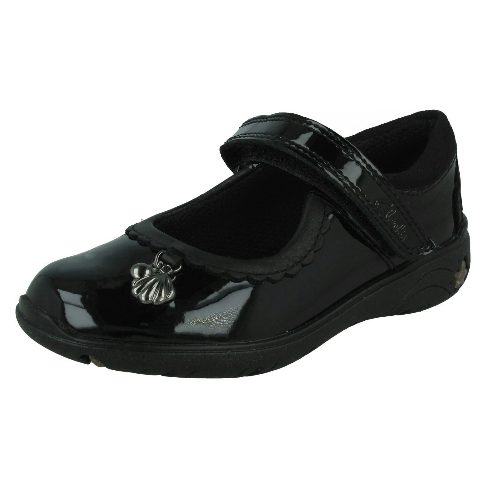 Clarks Girls Black Formal School Shoes Sea Shimmer T - Patent - Uk 8.5 Child - E