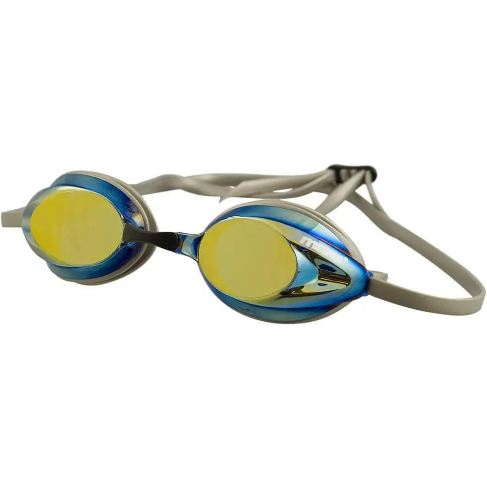 Maru Silver/Blue/Gold Pulse Mirror Anti-Fog Swimming Goggles