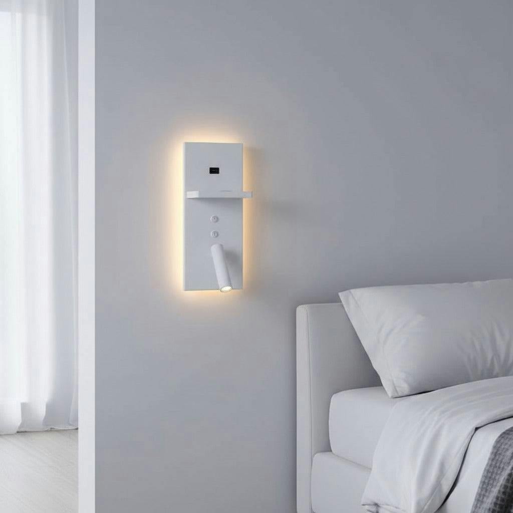 Ultra Beam Lighting White/Light 3 Watt Bedroom Wall With Reading - Usb & Wireless Charging