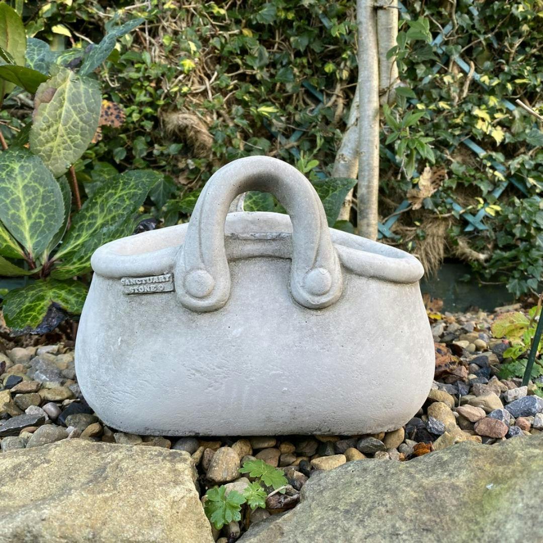 Rackhams Open Handbag Stone Plant Pot