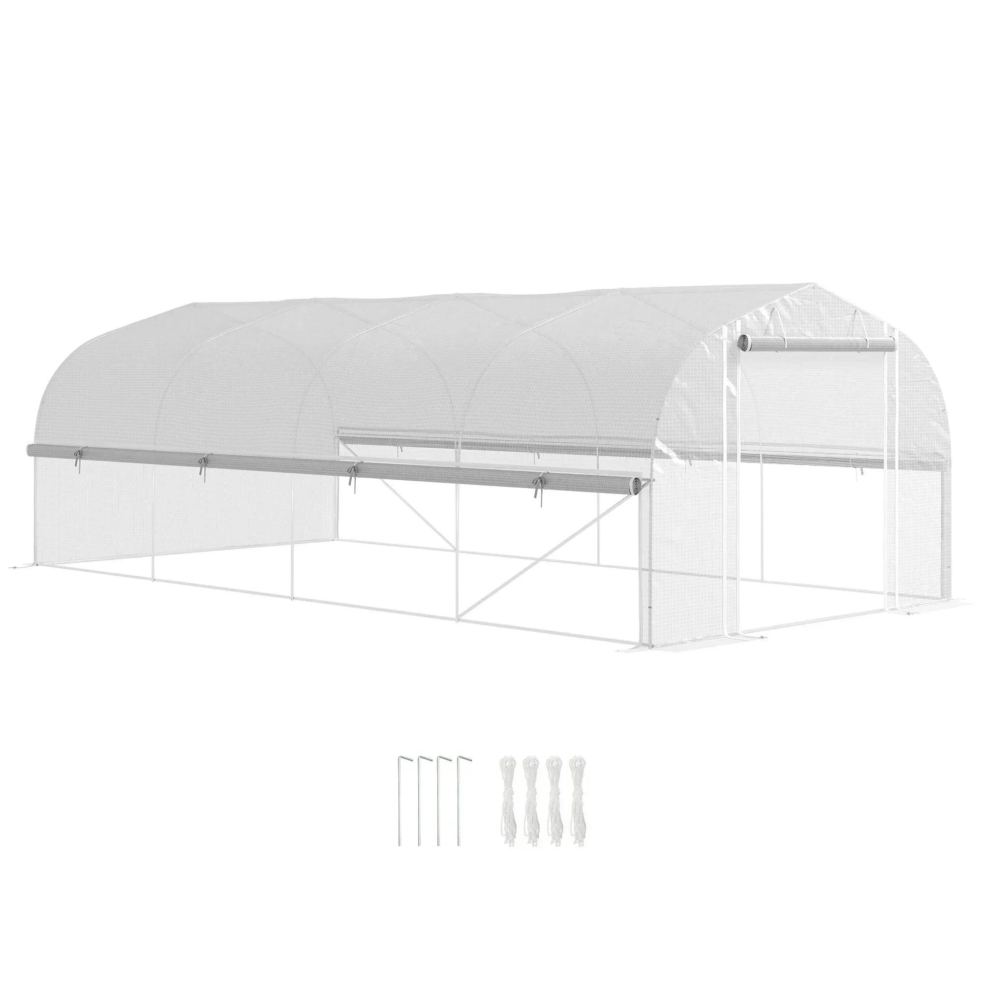 B&Q - Polytunnel Greenhouse W/ Roll-Up SidewallsMesh Door6 X 3 X 2M - Image 5