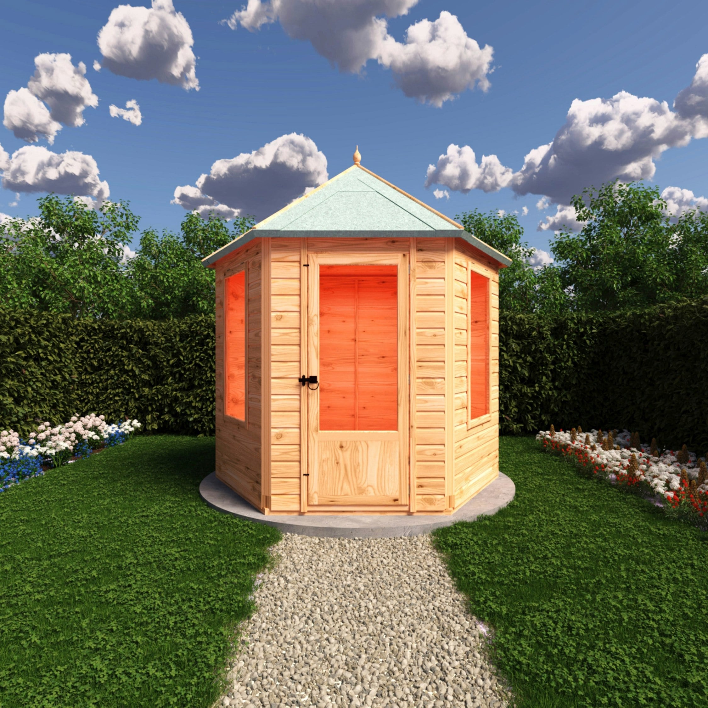 Rackhams Light Welton Hexagonal Gazebo Summerhouse 8X7 12Mm Cladding