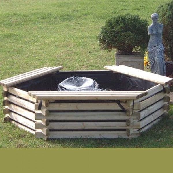 Norlog 5.5Ft 100 Gallon Hexagonal Wooden Pond, 1670Mm Wide, 410Mm High - Without Pump