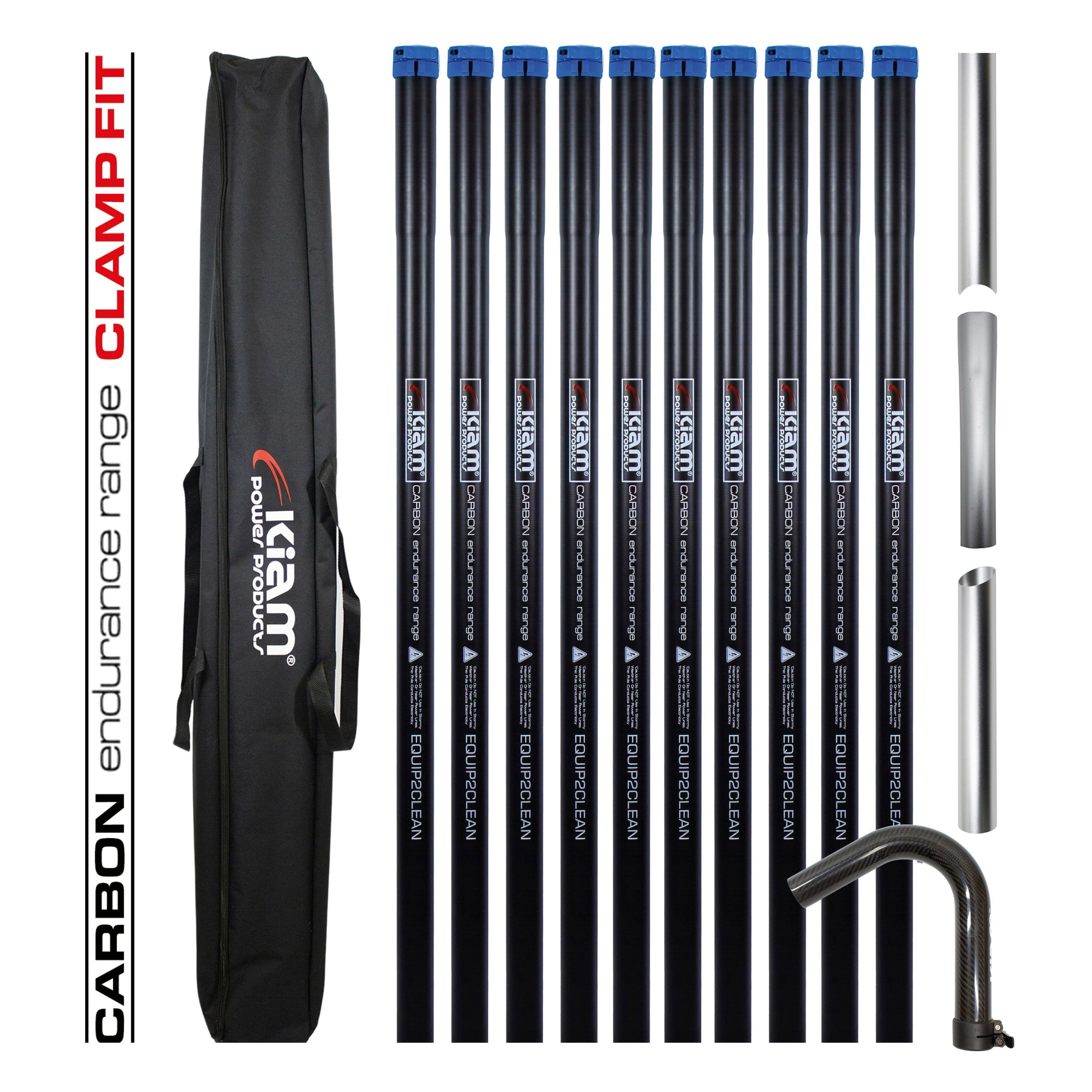 Rackhams Clamped Carbon Fibre Gutter Vacuum Pole Kits (51Mm Diameter) 20Ft-40Ft - 24Ft (7.2M) Kit