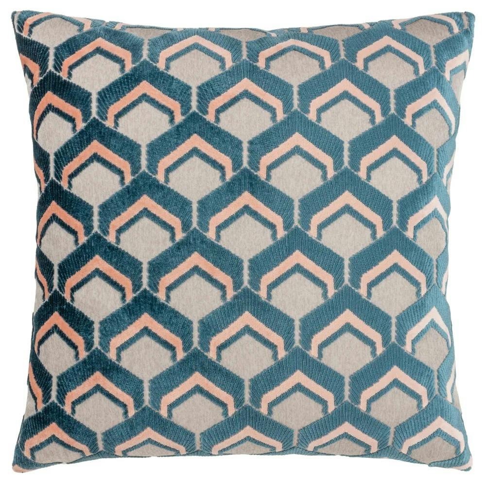 Rackhams Ledbury Jacquard Cushion Cover - Smoke/Rose - 45Cm X 45Cm - Smoke/Rose - 100% Polyester