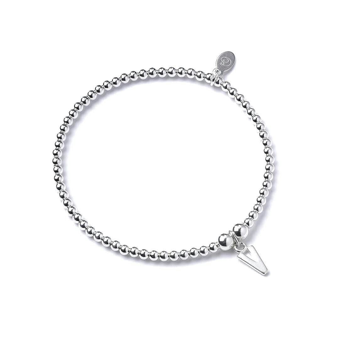 Mylee London Silver Letter Initial Sterling Ball Bead Bracelet - No - V