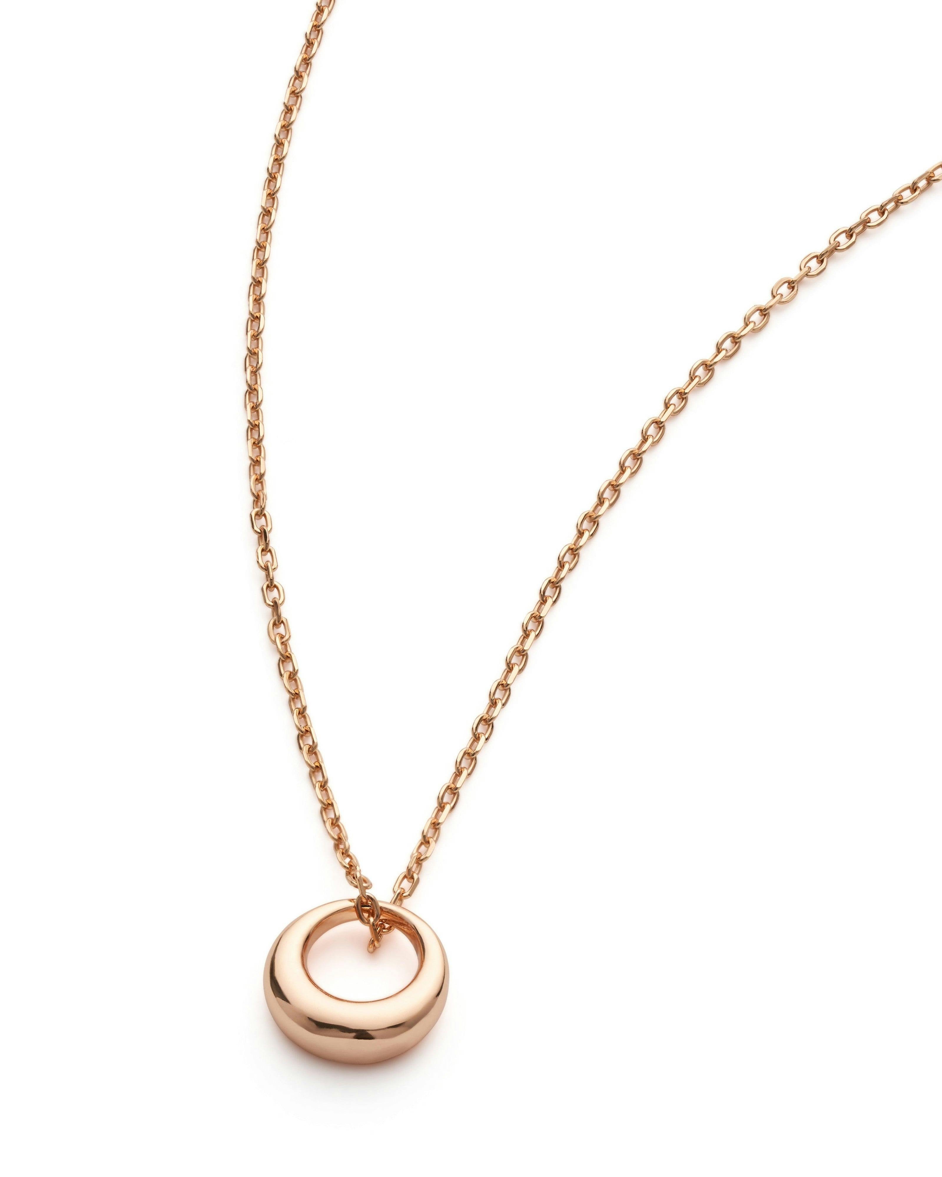 Elk & Bloom Gold Rose Dainty Circle Necklace - Rose - Pendant Only - No Thank You