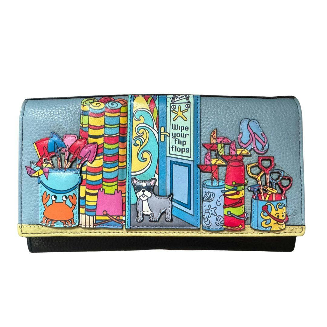 Mala Leather Beau’s Dog Beach Shop Matinee Rfid Leather Purse - Navy